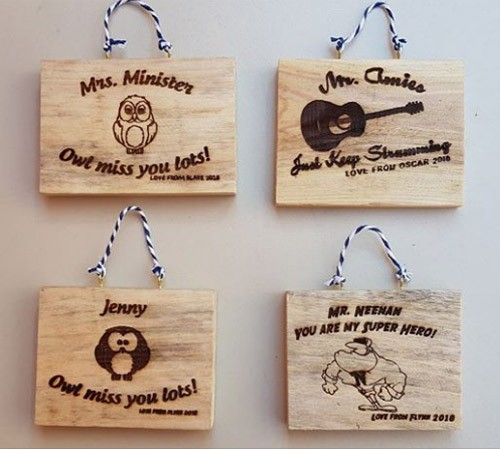 wood is engraved with the Endurance laser